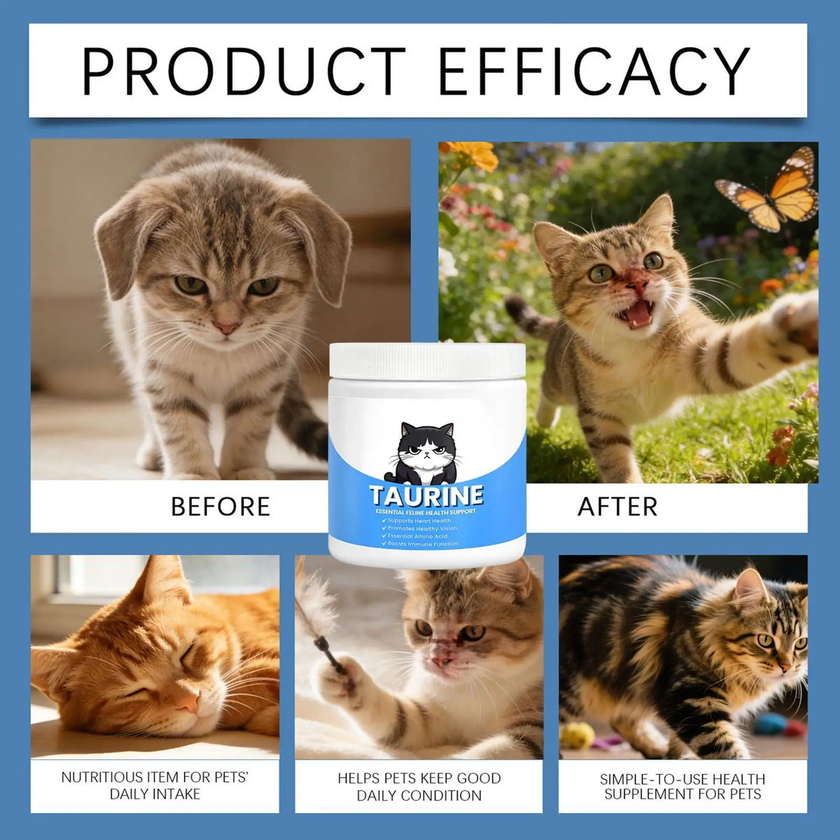 200Ml Taurine Powder for Cats Heart Support Organic Powder Immune System Support Kitten Powder for Eye Protection Digestion