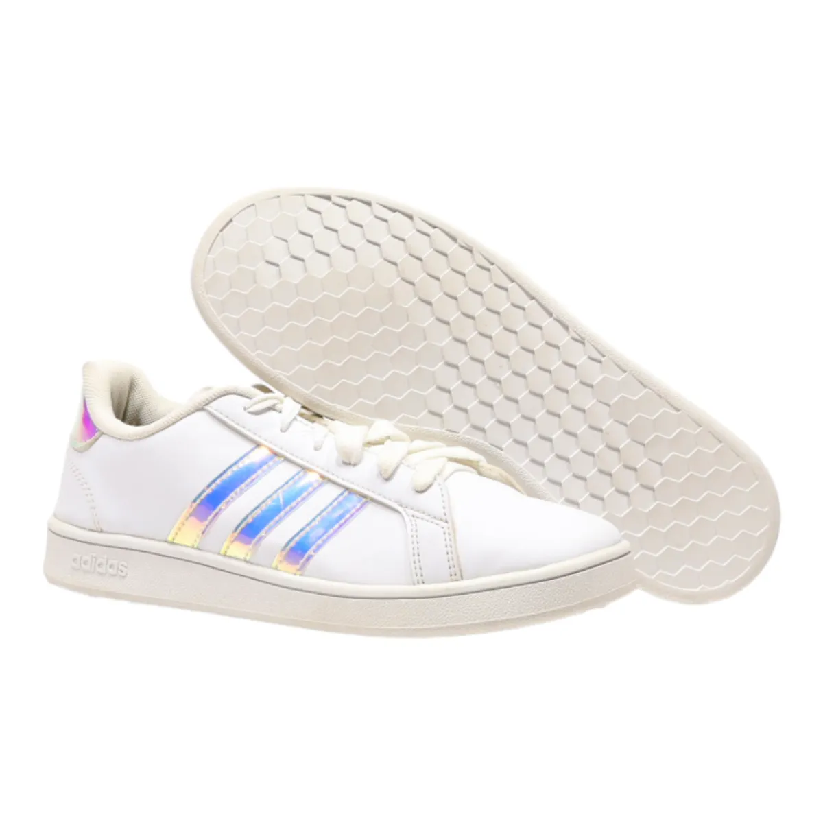 ADIDAS Court Sneaker Trainers White Leather Girls UK 3.5