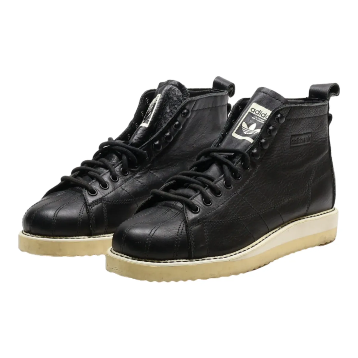 ADIDAS High Top Trainers Black Leather Womens UK 5