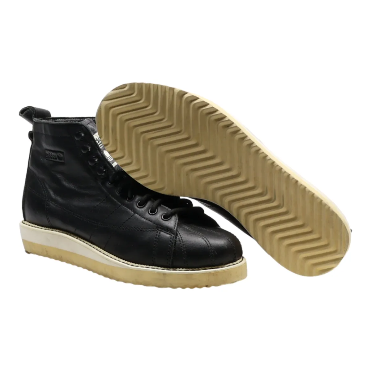 ADIDAS High Top Trainers Black Leather Womens UK 5