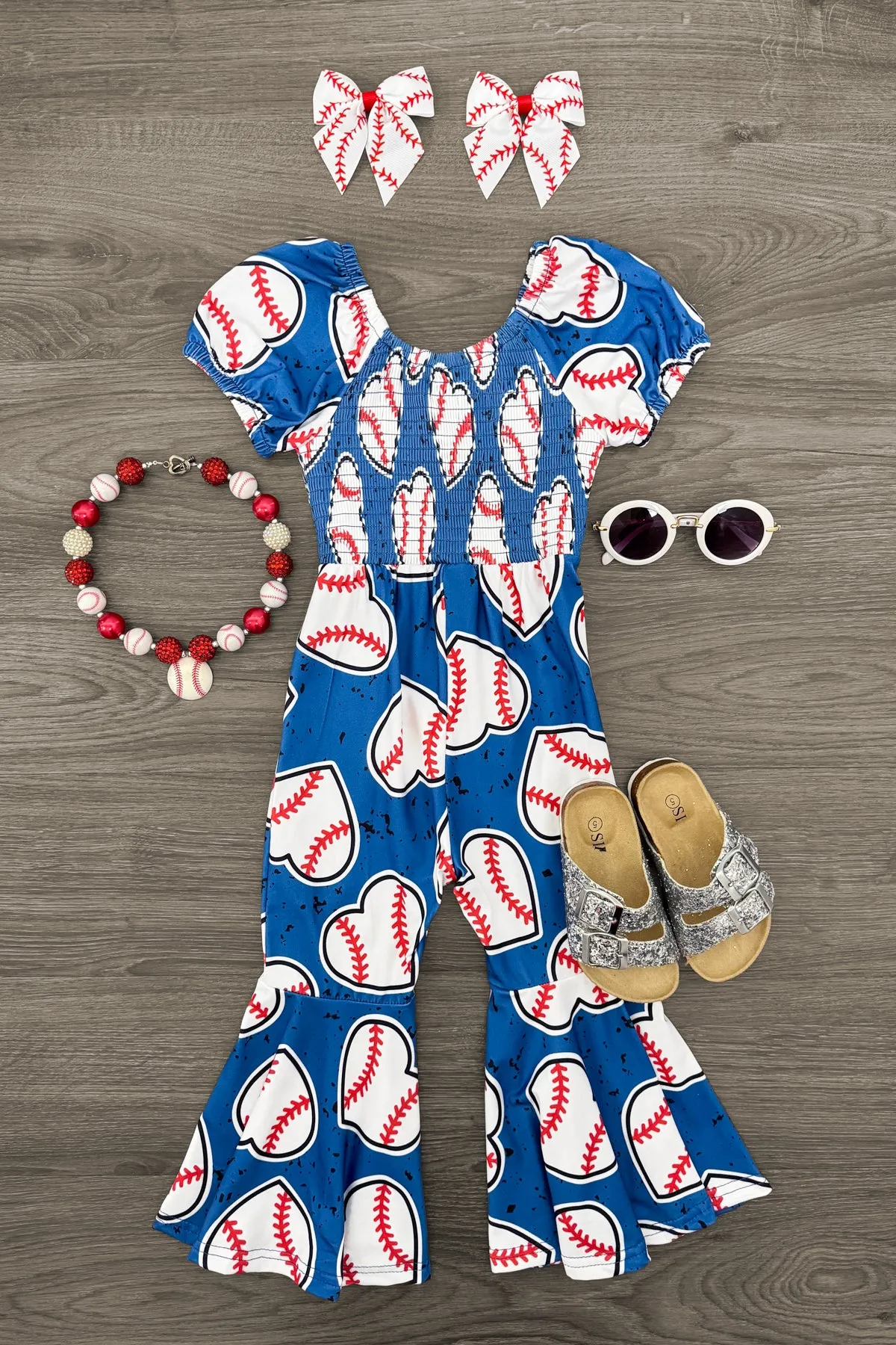 Blue Baseball Heart Jumpsuit