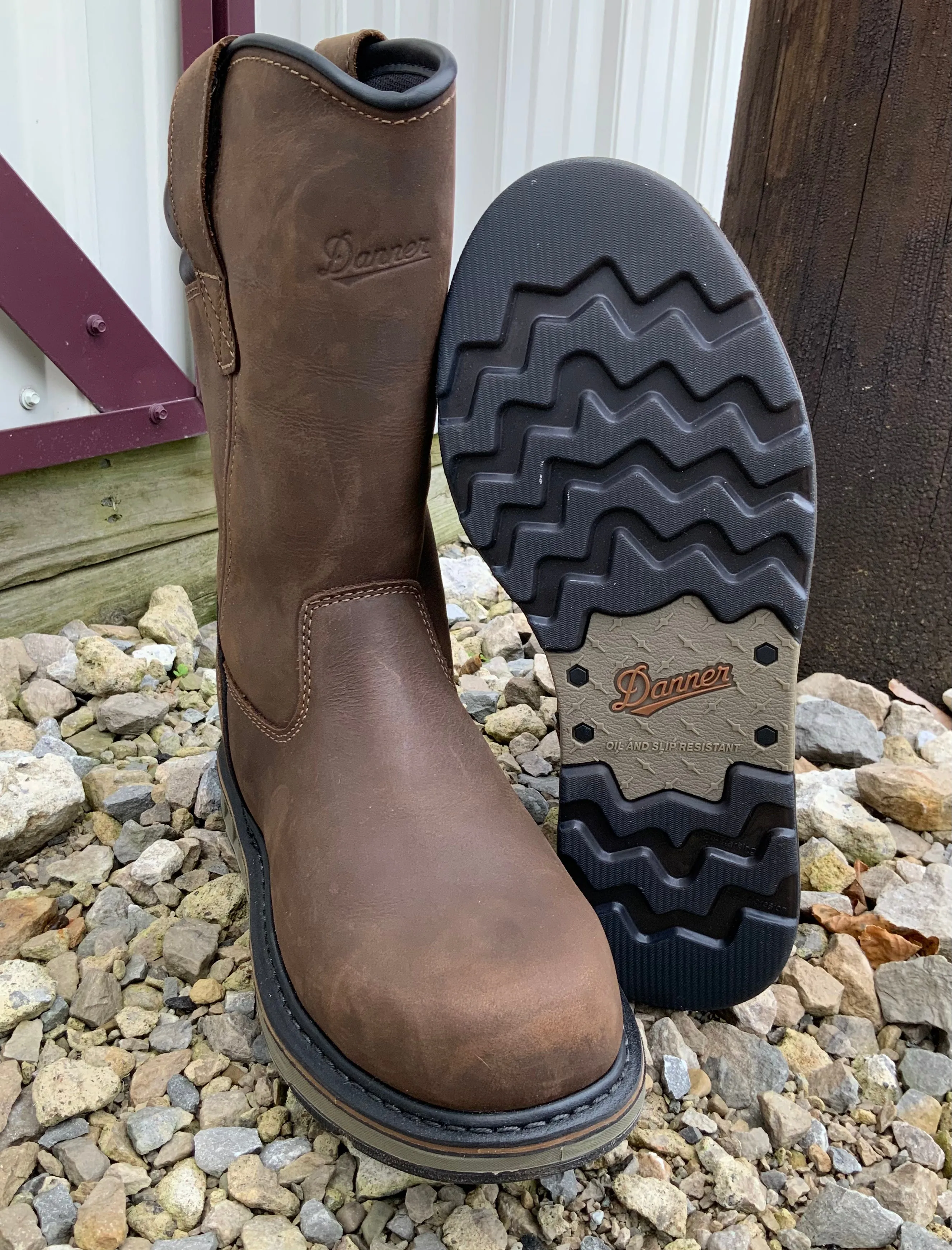Danner Men's Wellington 11" Brown Waterproof And Slip Resistant Wedge Work Boots 12562