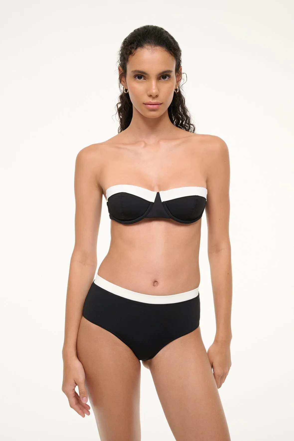 DEVON HIGH RISE BIKINI BOTTOM | BLACK WHITE