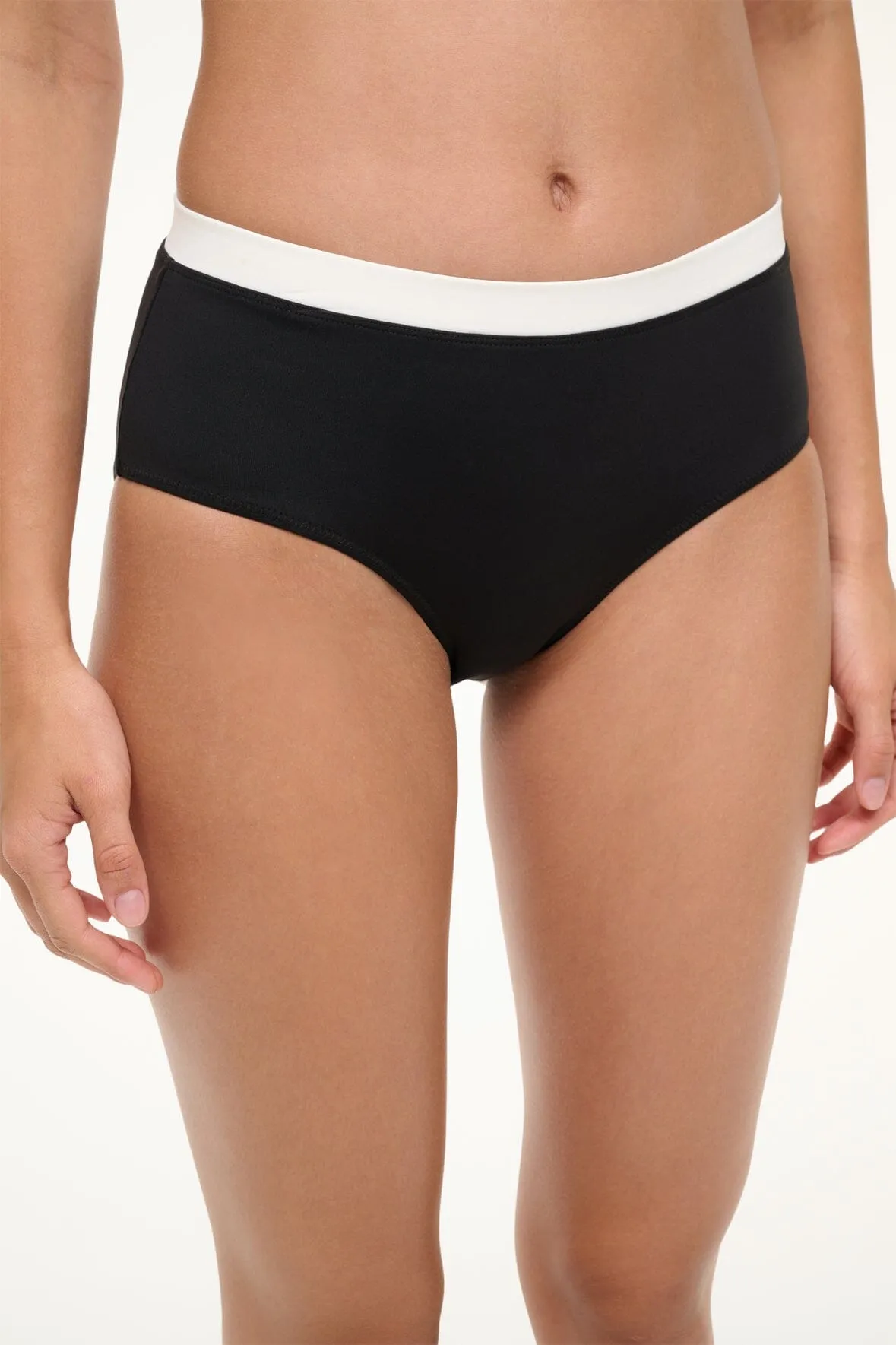 DEVON HIGH RISE BIKINI BOTTOM | BLACK WHITE