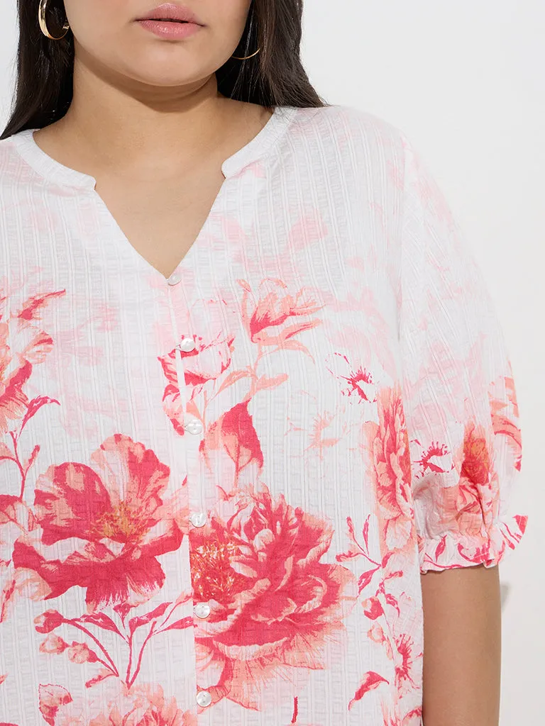Gia White Floral Printed Blouse