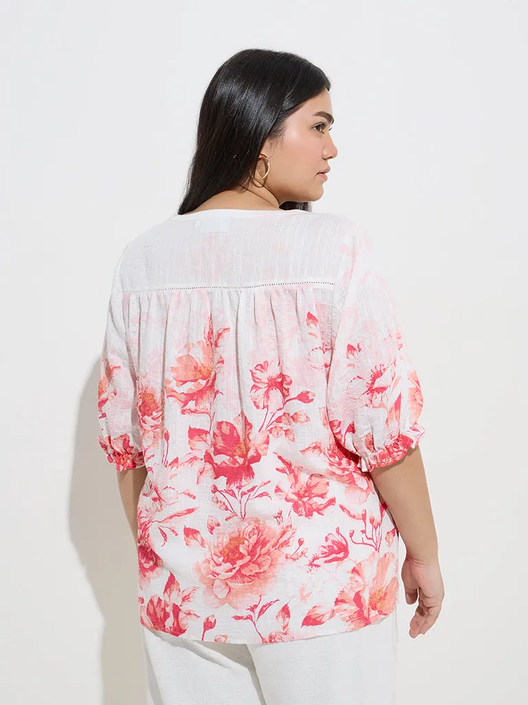 Gia White Floral Printed Blouse