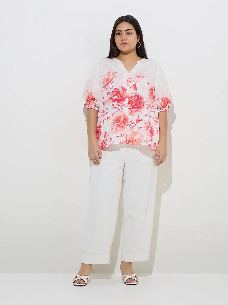 Gia White Floral Printed Blouse
