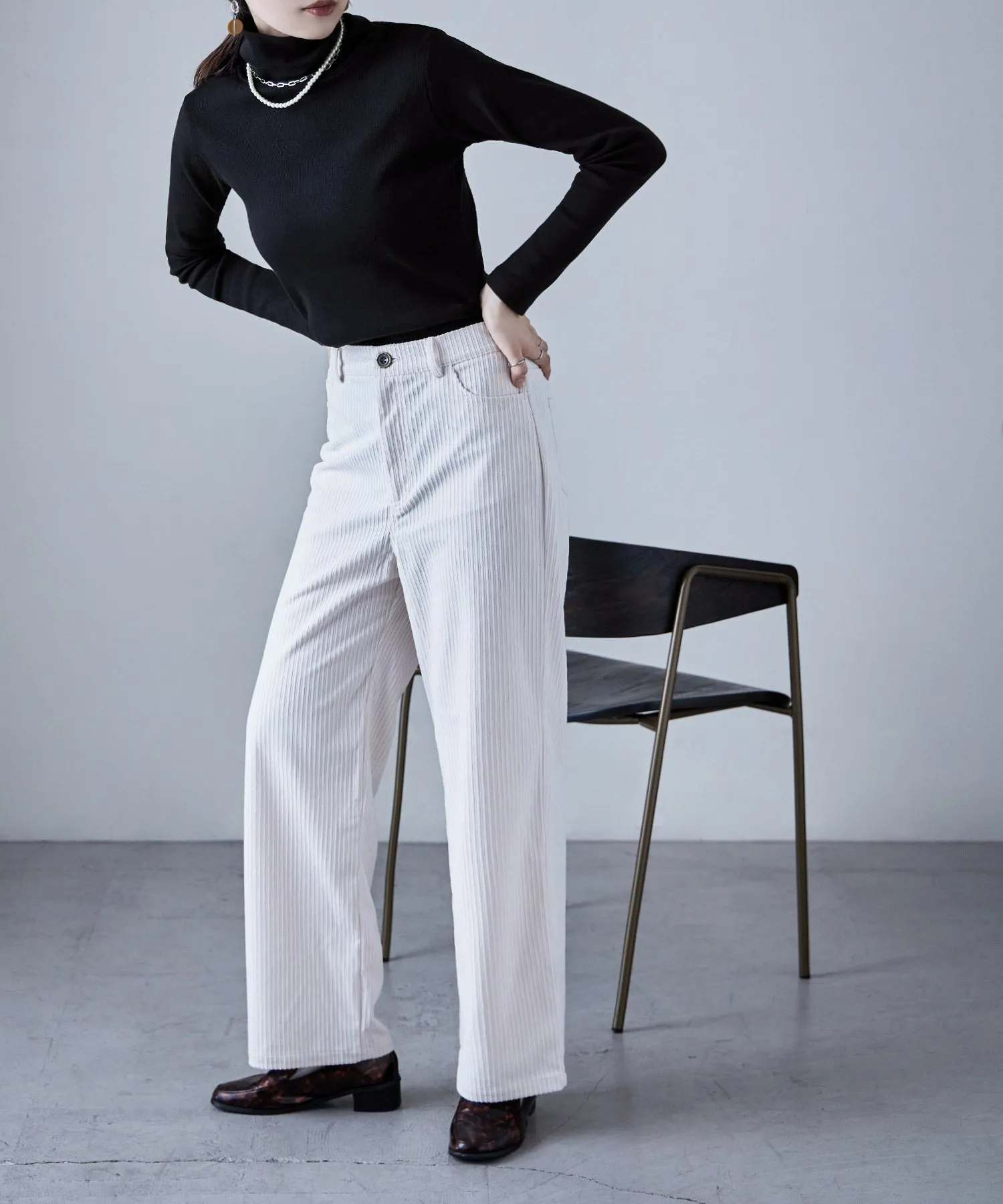 High-neck cotton rib tops