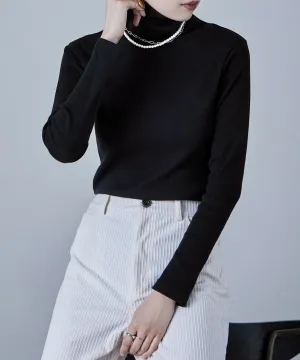 High-neck cotton rib tops