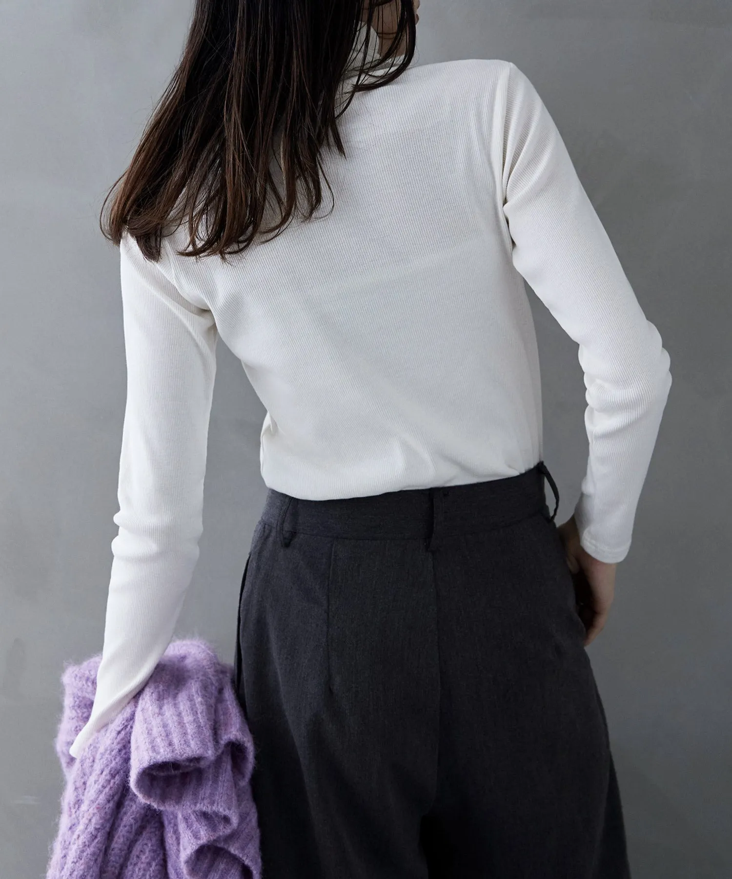 High-neck cotton rib tops