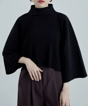 High-neck pleated short tops
