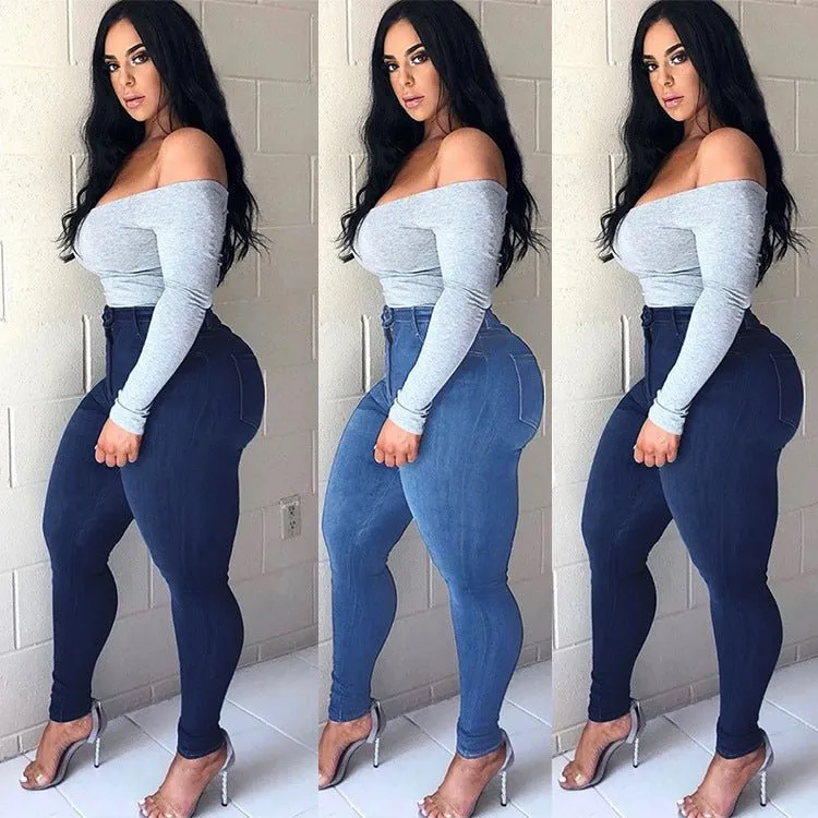 High Waist Slim-Fitted Jeans