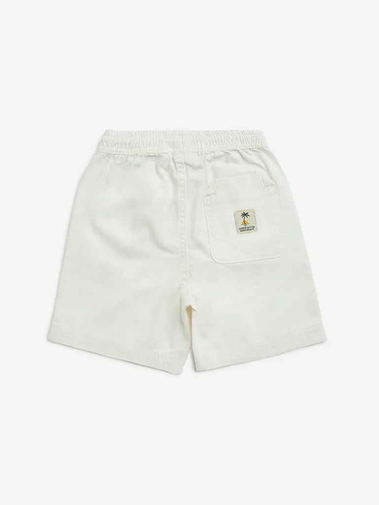 HOP Kids White Mid-Rise Cotton Shorts