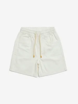 HOP Kids White Mid-Rise Cotton Shorts