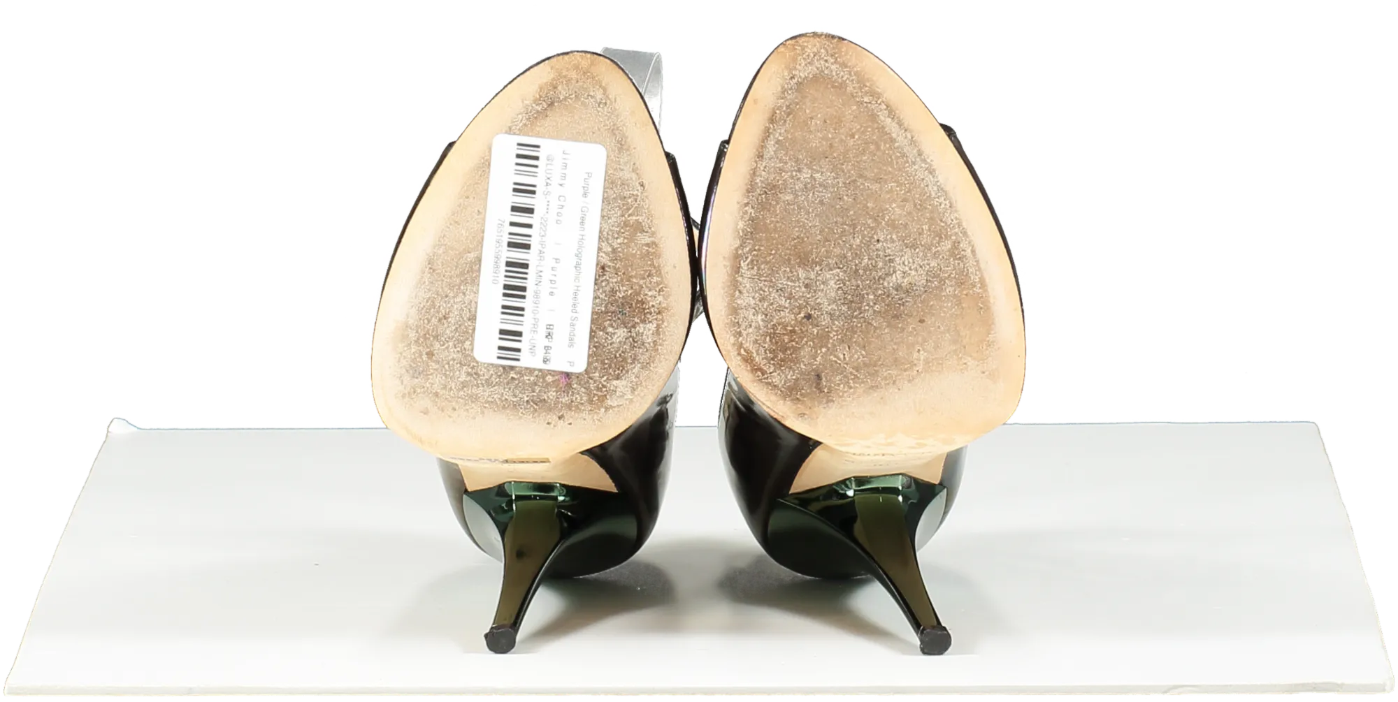 Jimmy Choo Purple / Green Holographic Heeled Sandals UK 3.5 EU 36.5 