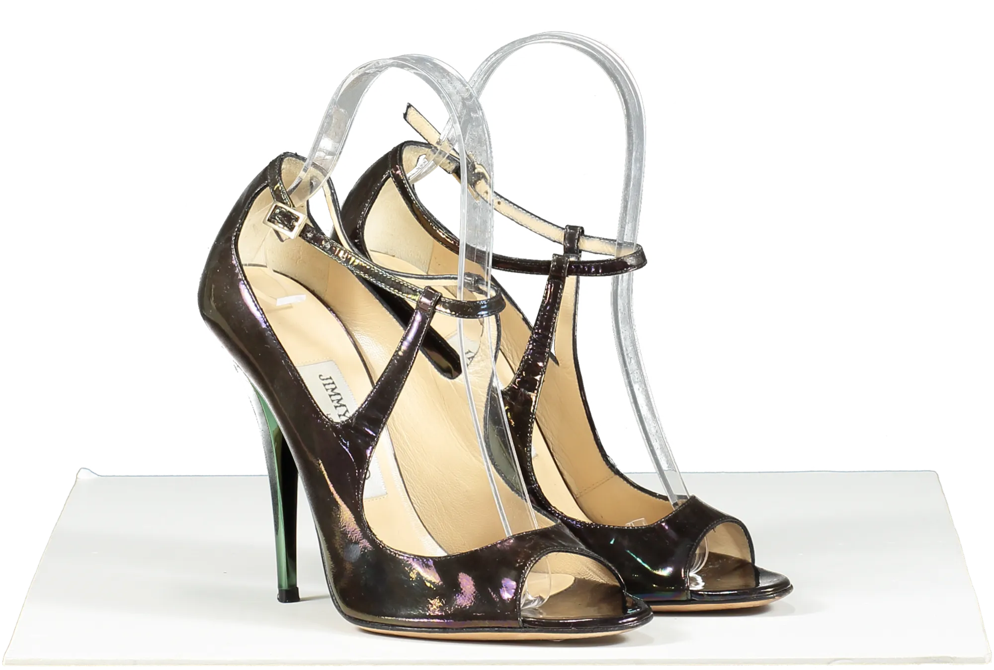 Jimmy Choo Purple / Green Holographic Heeled Sandals UK 3.5 EU 36.5 