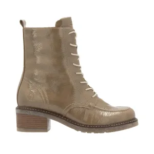 Ladies Remonte Boots Taupe Patent Chunky Military Style D1A77-64 sale