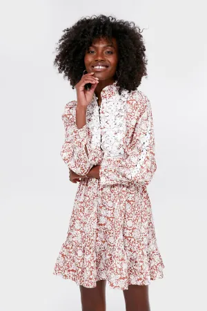 Orange Floral Cotton Emory Dress