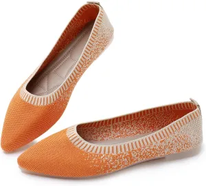 RVROVIC Women's Pointed Toe Knit Flats Shoes Slip on Ballet Flats Comfortable Dress Shoes for Women