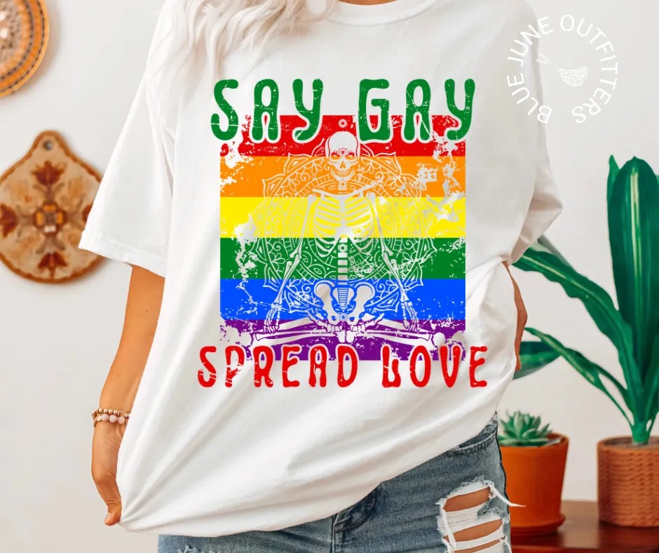 Say Gay Spread Love | Comfort Colors Pride Tee
