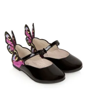 SOPHIA WEBSTER - Girls Black Chiara Embroidery Flats SOPHIA WEBSTER - Girls Black Chiara Embroidery Flats