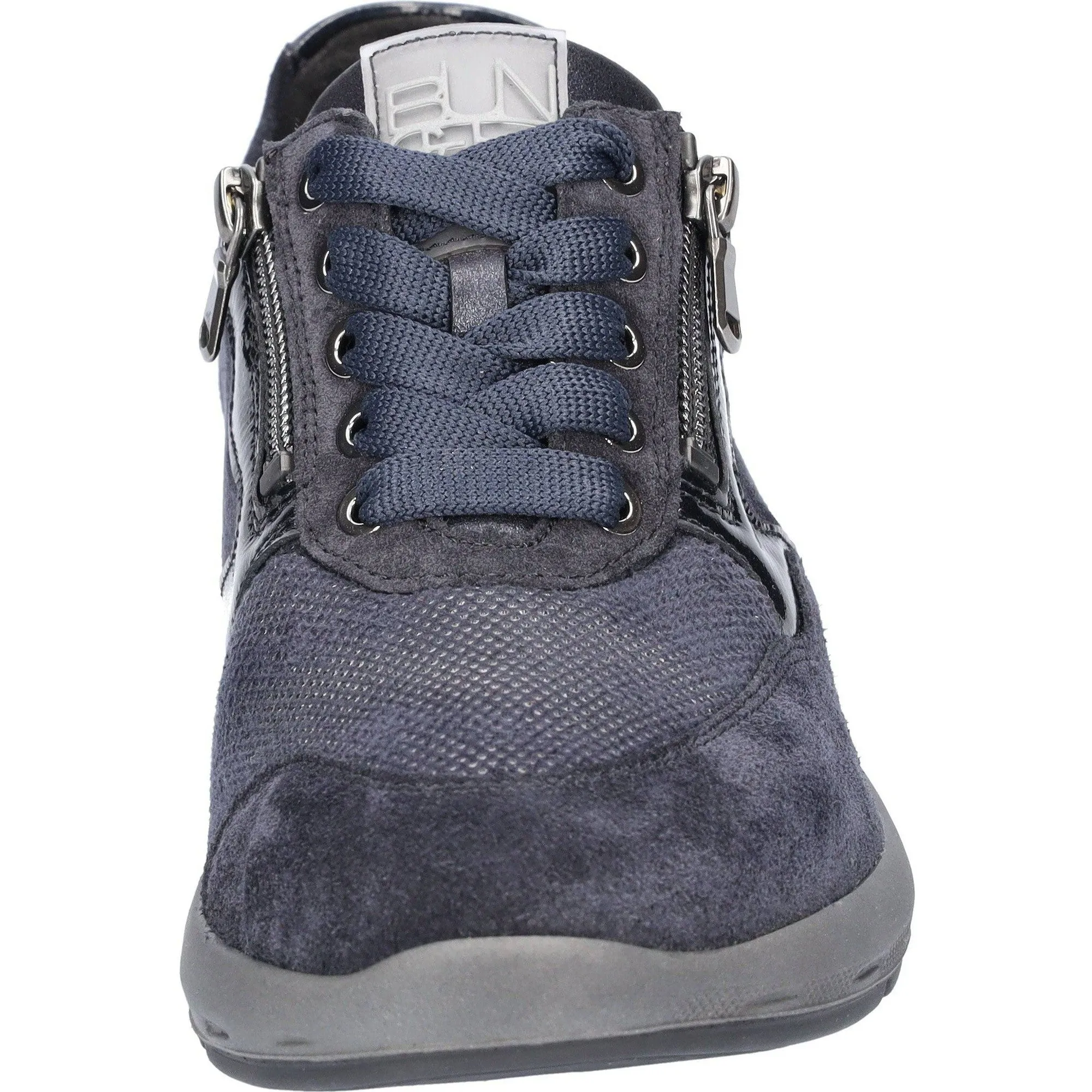 Waldlaufer 831M01 401 195 M-Tonia Ladies Wide Navy Suede Arch Support Zip & Lace Shoes