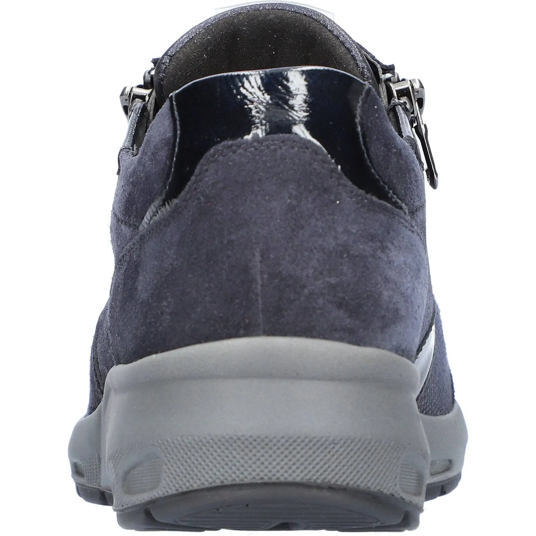 Waldlaufer 831M01 401 195 M-Tonia Ladies Wide Navy Suede Arch Support Zip & Lace Shoes