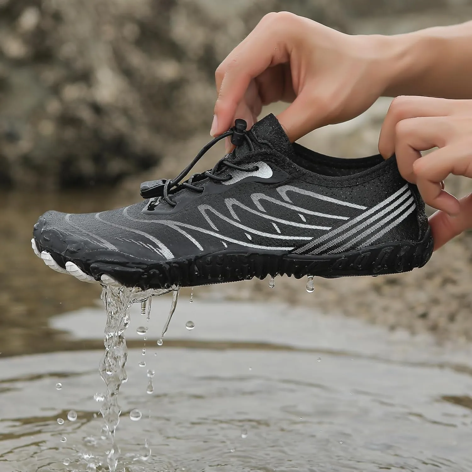 Water Hiking Shoes for Women Men, Unisex Grounded Footwear with Wide Toe Box & Non-Slip, Breathable Quick Dry Aqua Swim Shoes, Barefoot Sneakers for Walking Trail Running Swimming Outdoor